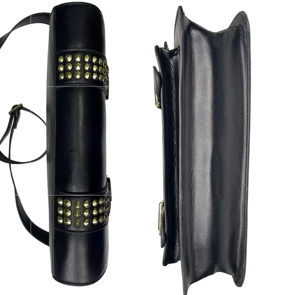 EUC - Steven x Steve Madden Black Faux Leather Studded Messenger Bag